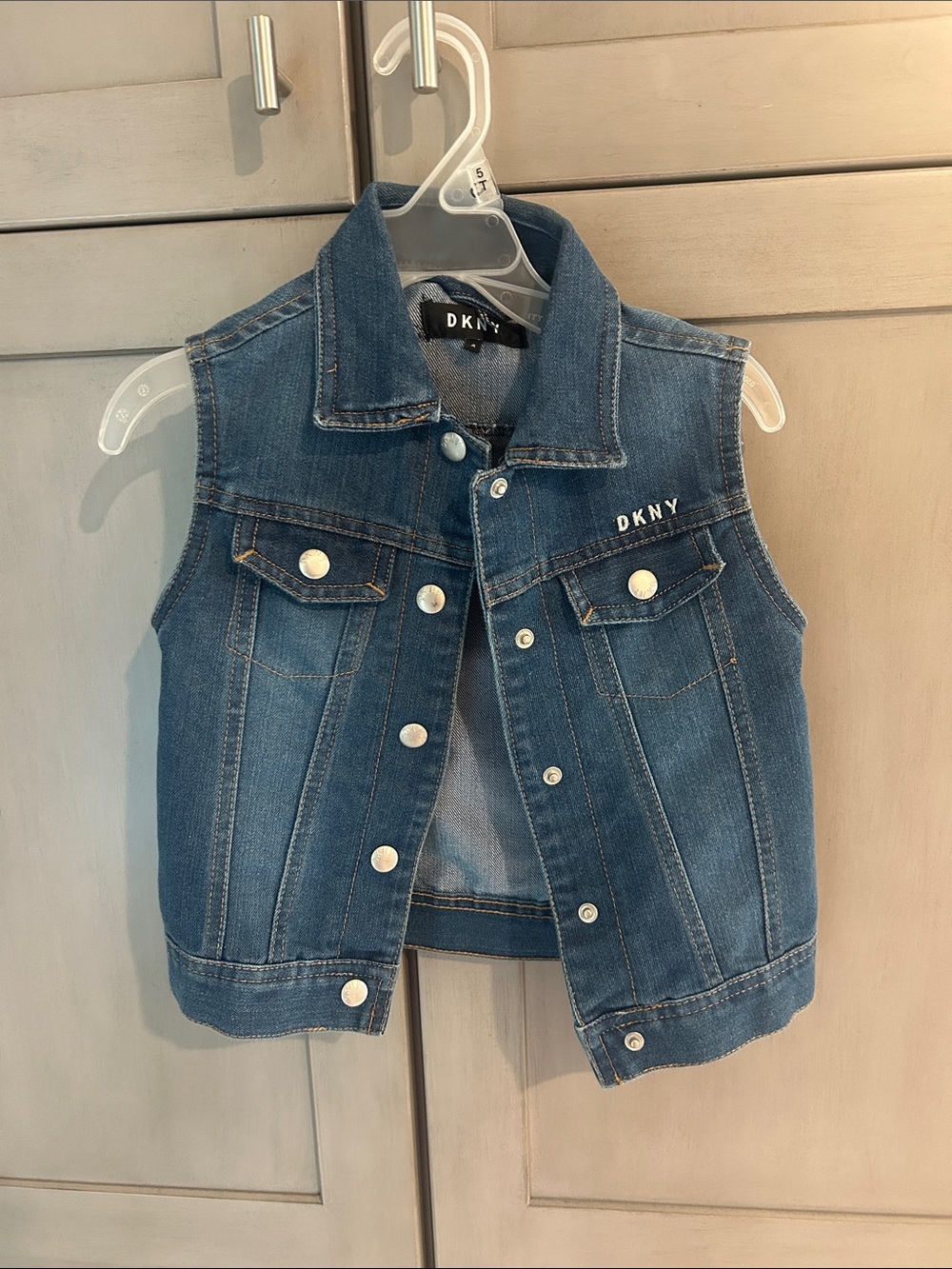 DKNY Girls' Classic Blue Denim Vest